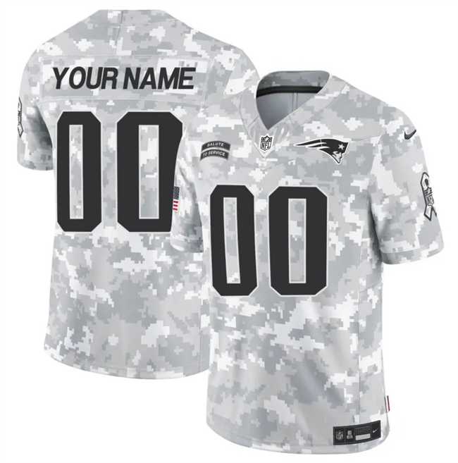 Men's New England Patriots Active Player Custom 2024 F.U.S.E Arctic Camo Salute to Service Limited Stitched Jersey